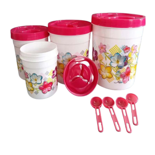 AK-3461 JGO 4 RECIPIENTES CON TAPA DE PLASTICO CON 1 PAQ O CAJA CON  60 PQTS