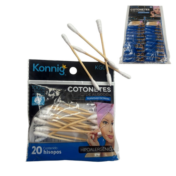 KG05 COTONETE EN TIRA BAMBO CON 20 PZS O CAJA CON 100 PQTS