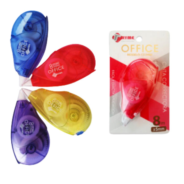 CT-3685 CINTA CORRECTORA 8Mx5MM NEON CON 1 PZ O CAJA CON  144 PZS