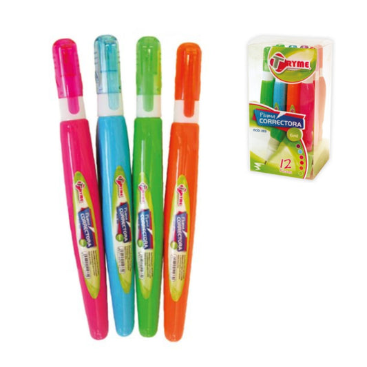 283 PLUMA CORRECTORA LIQ. NEON 7 ML CON 12 PZS O CAJA CON 48 PQTS