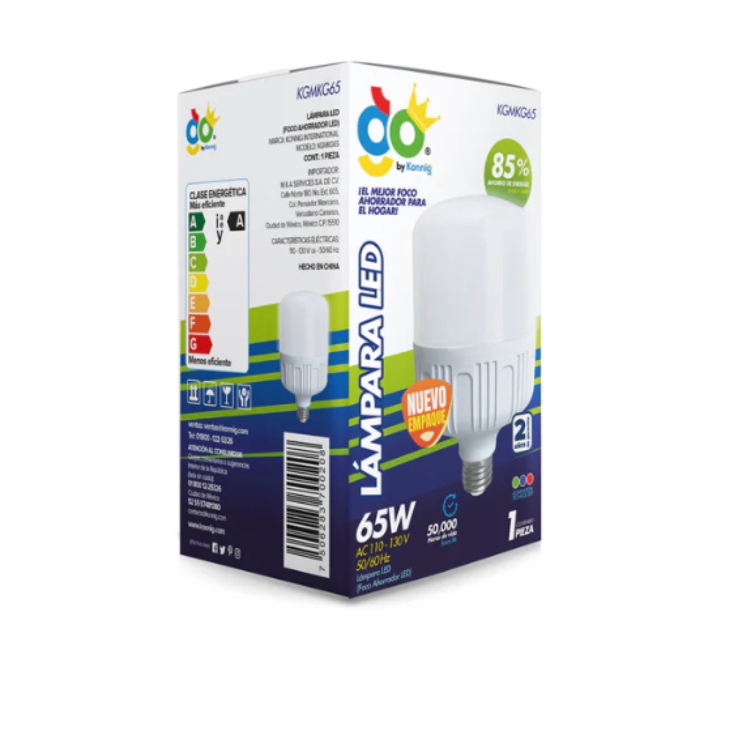 KGMKG85 FOCO LED AHORRADOR 85W CON 1 PZ O CAJA CON 24 PZS