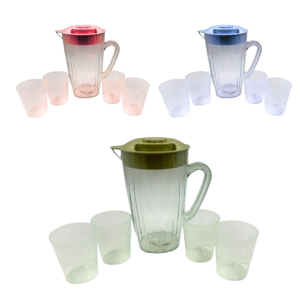 J-200490(4561) JARRA COLORS C/4 VASOS 2.5L  CON 1 PZ O CAJA CON  40 PZS