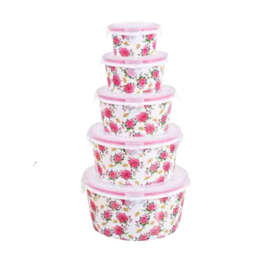 AK-3612B JGO 5 RECIPIENTES CON TAPA DE PLASTICO  CON 1 PAQ O CAJA CON  48 PQTS