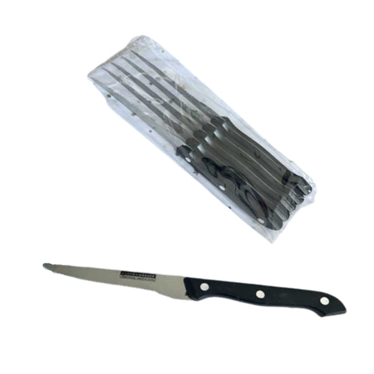 N-GPMX-699  AS-2583 BLISTER 6 CUCHILLOS DE ACERO INOXIDABLE CON 1 PZ O CAJA CON 144 PZS