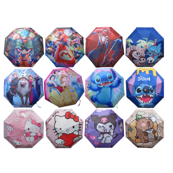 TF-5014 PARAGUAS INFANTIL DISEÑOS MANGO DE PLASTICO 55 CM CON 1 PZ O CAJA CON 60 PZS