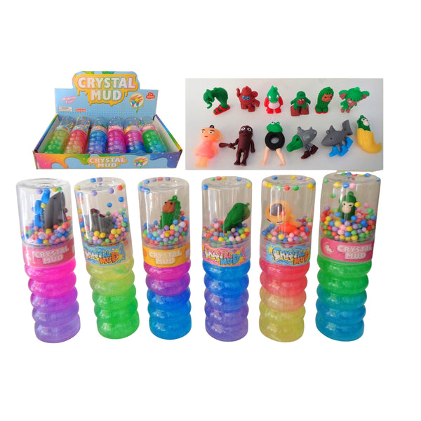 TG-142-103 SLIME CON PERLAS Y ANIMALITO 5.5 x 18 CM PAQ  CON 6 PZS  O CAJA CON 12 PQTS