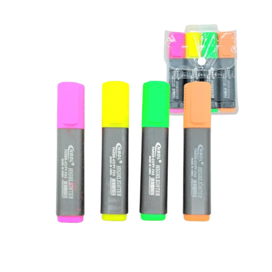 UA-5002C-11 MARCATEXTOS 4 COLORES 2.5x11.8 CM  CON 1 PZ O CAJA CON 300 PZS