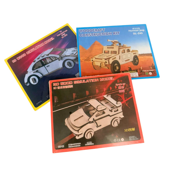 DL2-1CAR ROMPECABEZAS DE MADERA VEHICULOS 5 MOD, CON 1 PZ O CAJA CON 160 PZS