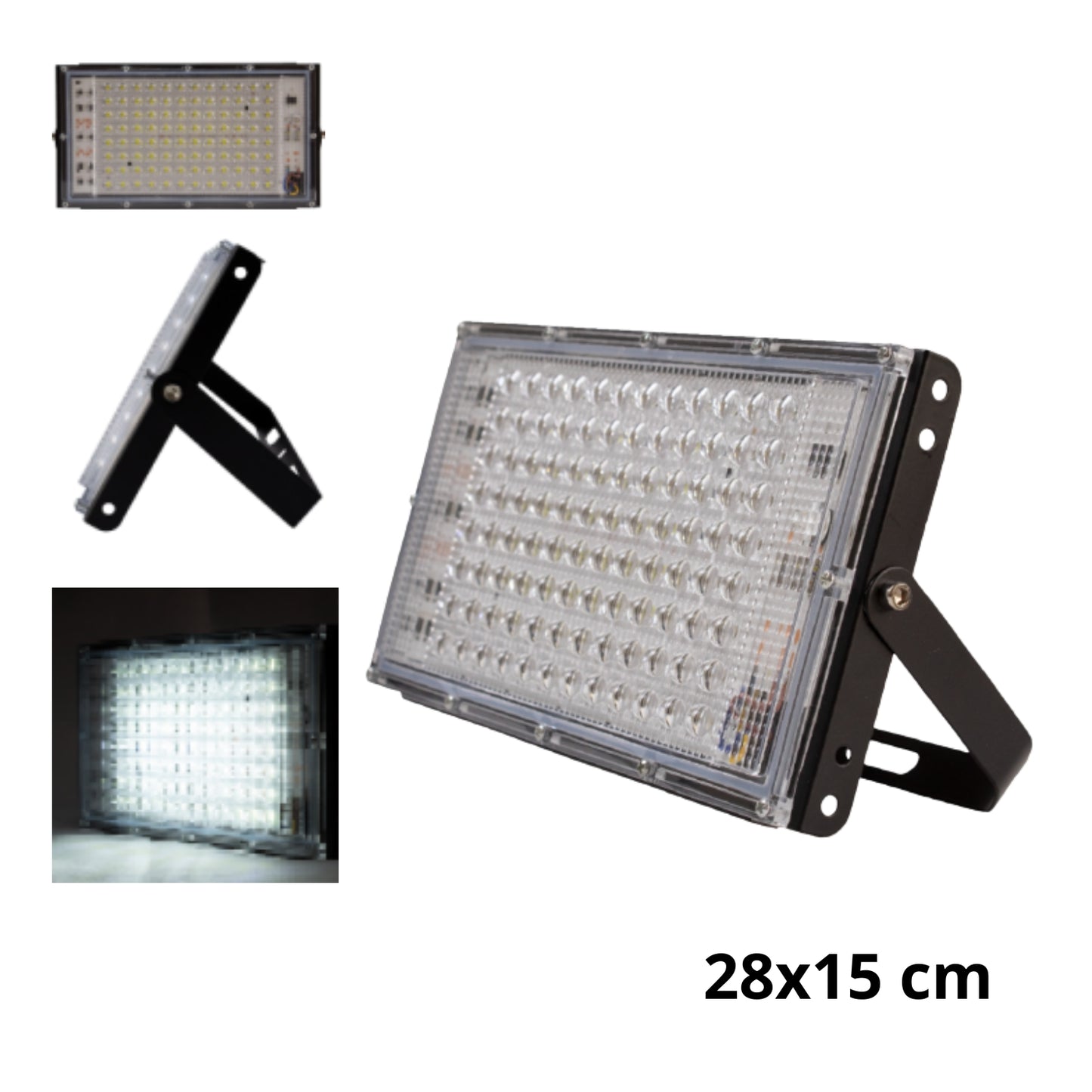 63502 REFLECTOR LED 96D 100W ALUMINIO 8000K 100W 127V 25x15CM CON 1 PZ O CAJA CON 40 PZS