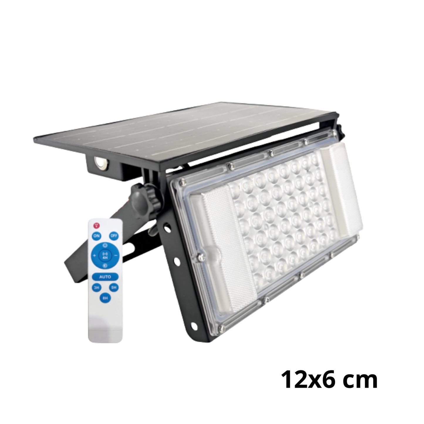 68044 REFLECTOR LED CON PANEL SOLAR PLEGABLE C/CONTROL REMOTO Y DETECTOR POR RADAR 6500K 50W BATERIA 3000MAH 245x155x48MM CON 1 PZ O CAJA CON 30 PZS