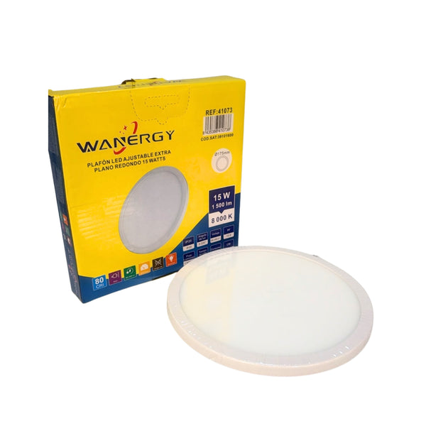 41073 PANEL REDONDO AJUSTABLE 15W 8000K CON 1 PZ O CAJA CON 60 PZS