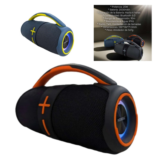 MOREKA-415 BOCINA BLUETOOTH 20W 2400 MAH RESISTENTE AL AGUA CON 1 PZ O CAJA CON 24 PZS