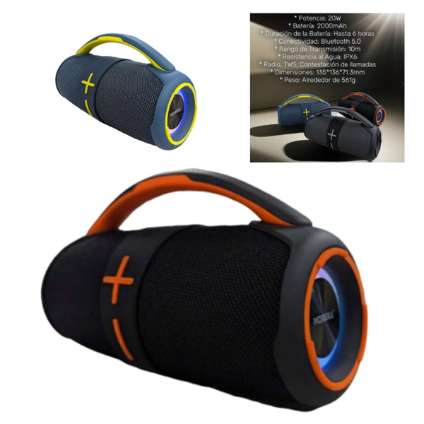 MOREKA-415 BOCINA BLUETOOTH 20W 2400 MAH RESISTENTE AL AGUA CON 1 PZ O CAJA CON 24 PZS