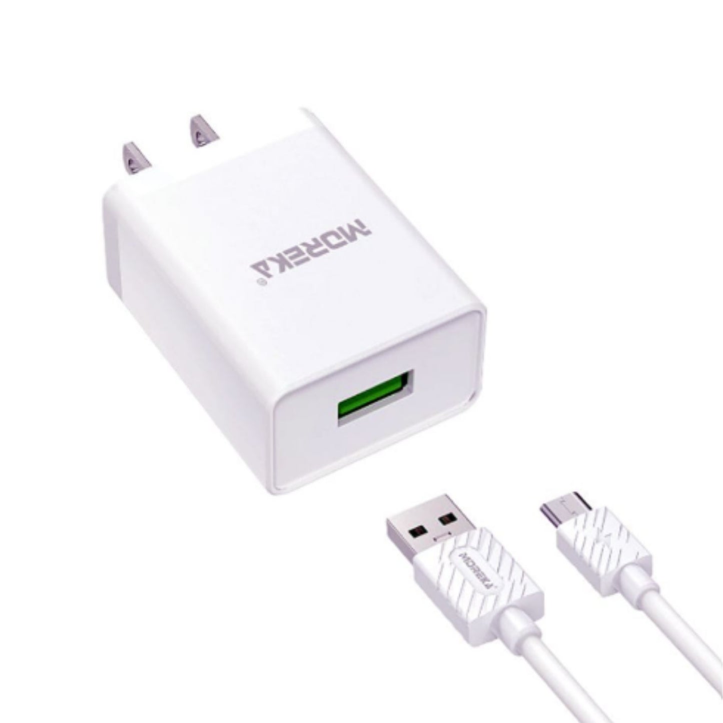 MR2610 COMBO CARGADOR MOREKA PUERTO USB  TIPO V8 CON 1 PZ O CAJA CON 200 PZS