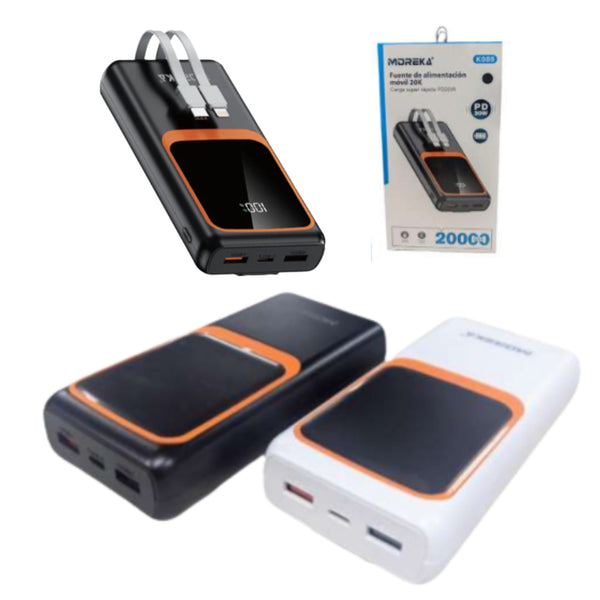 K089 POWER BANK 2000 MAH BATERIA PORTATIL 74W CABLE TIPO C CON 1 PZ O CAJA CON 30 PZS