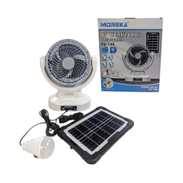 FS-134 VENTILADOR SOLAR RECARGABLE CARGADOR DE CELULAR CON PANEL SOLAR CON 1 PZ O CAJA CON 12 PZS