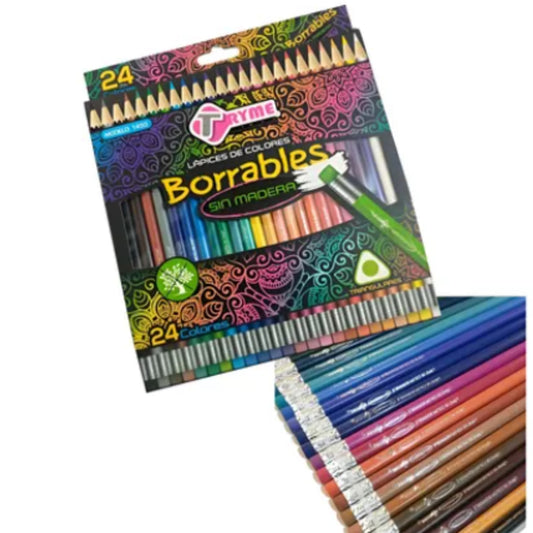 N-GPMX-966  1514-24 LAPICES DE COLORES BORRABLES (GRABADO) CON 24 PZS CON 1 PQ O CAJA CON 72 PQTS
