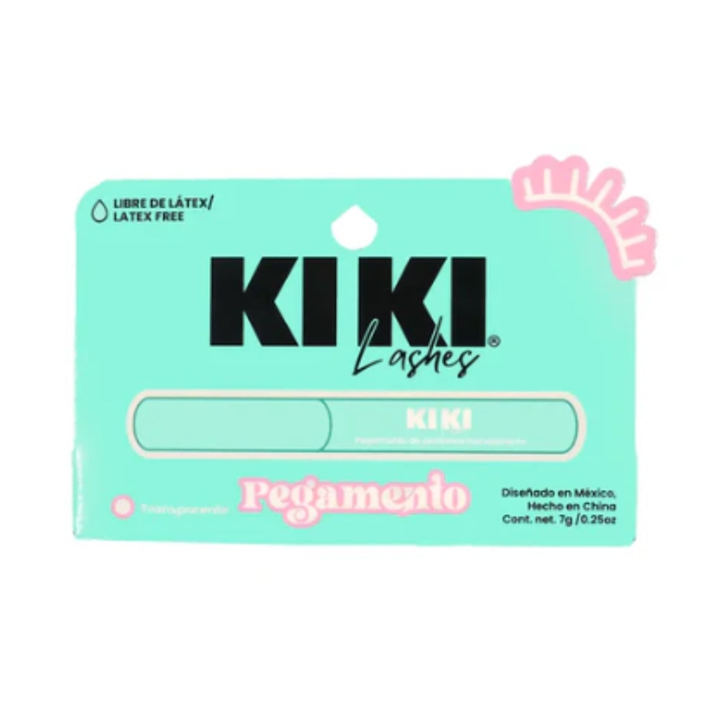KG101 PEGAMENTO PARA PESTAÑAS DE ESPATULA TRANSPARENTE KIKI LASHES 7G, CON 1 PQ O CAJA CON 12 PQTS