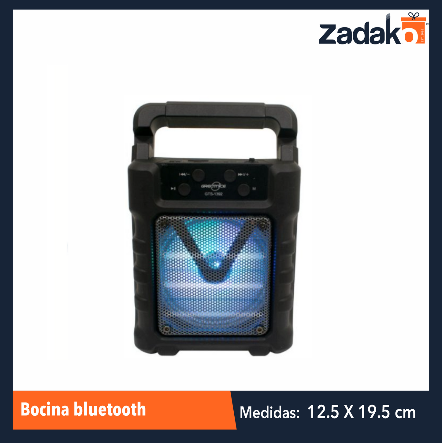 GTS-1392 BOCINA BLUETOOTH 12.5 CM X 19.5 CM CON UNA PZ O CAJA CON 60 PZ