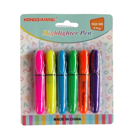 HFY-13533 BLISTER MARCATEXTOS 6 COLORES  CON 1 PZ O CAJA CON 288 PZS