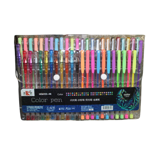 HFY-13670 PLUMA GEL 48 COLORES CON 1 PAQ O CAJA CON 48 PQTS