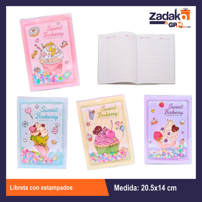 HFY-10792 LIBRETA CON ESTAMPADOS CON 1 PZ O CAJA CON 120 PZS