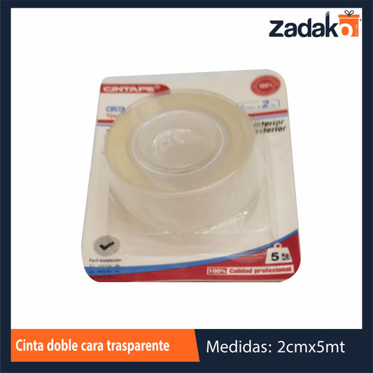 HFY-9583 ZP-1766  CINTA DOBLE CARA TRASPARENTE CON 1 PZ O CAJA CON 288 PZS