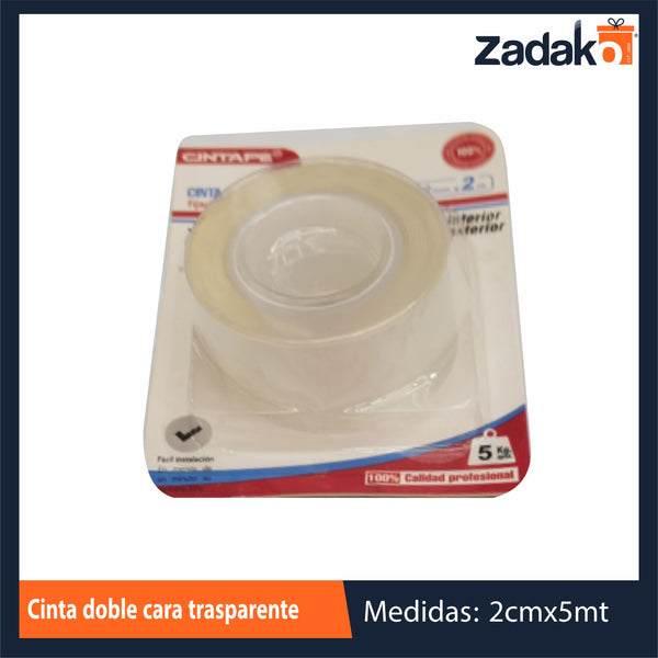 HFY-9583 ZP-1766  CINTA DOBLE CARA TRASPARENTE CON 1 PZ O CAJA CON 288 PZS