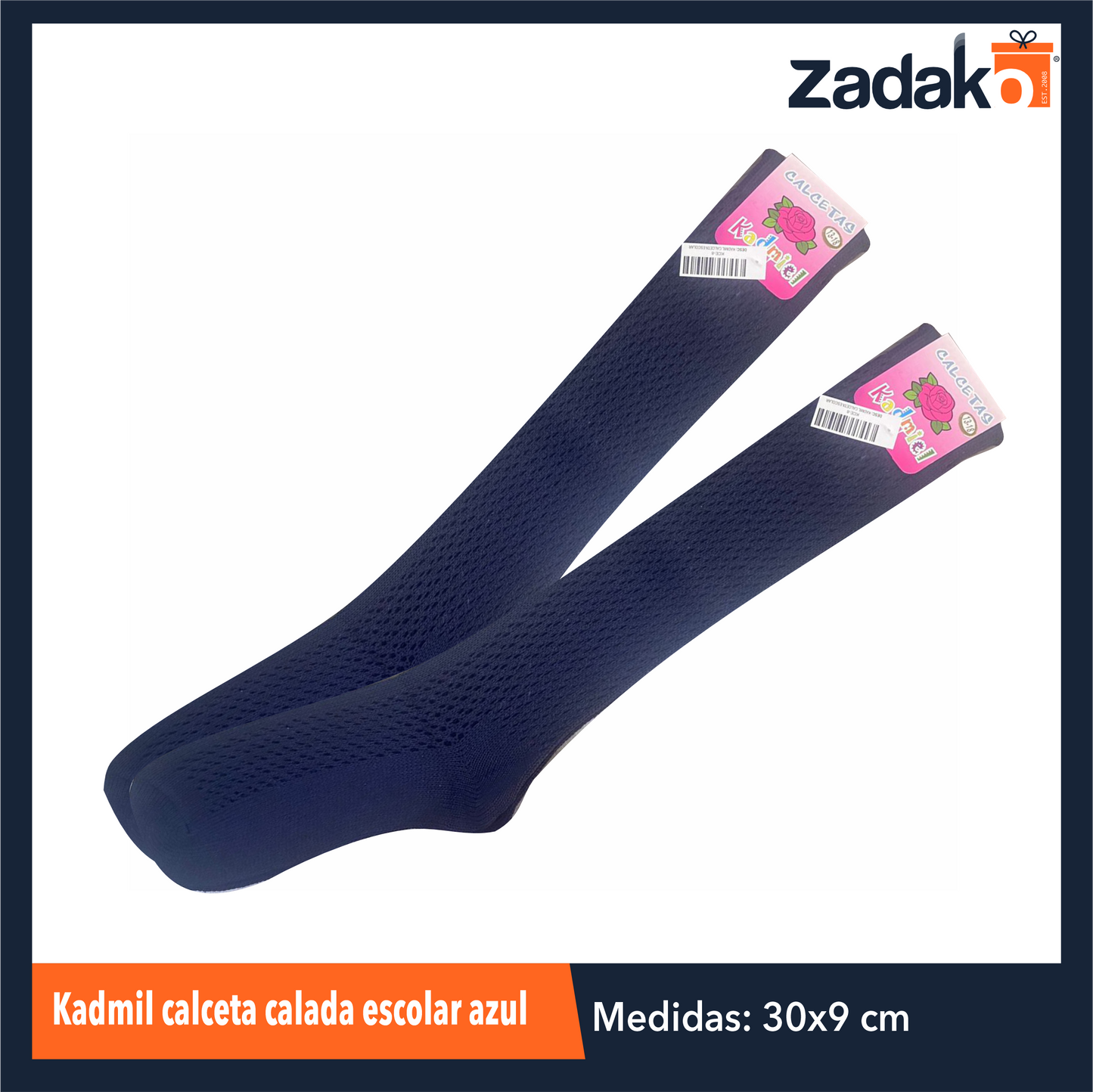 KCE-8A6 KADMIL CALCETA CALADA ESCOLAR AZUL CON 6 PZS O CAJA CON 40 PQTS