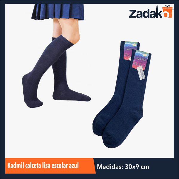 KCE-8LA6 KADMIL CALCETA LISA ESCOLAR AZUL CON 6 PZS O CAJA CON 40 PQTS