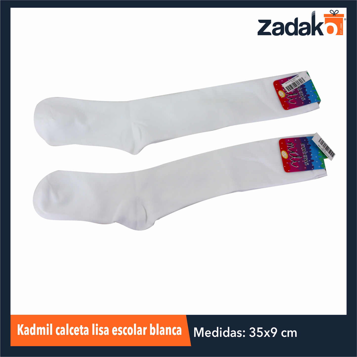 KCE-8LB6 KADMIL CALCETA LISA ESCOLAR BLANCA CON 6 PZS O CAJA CON 40 PQTS