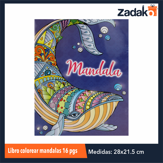 LIBRO COLOREAR MANDALAS 16 PGS CON 1 PZ O CAJA CON 100 PZS