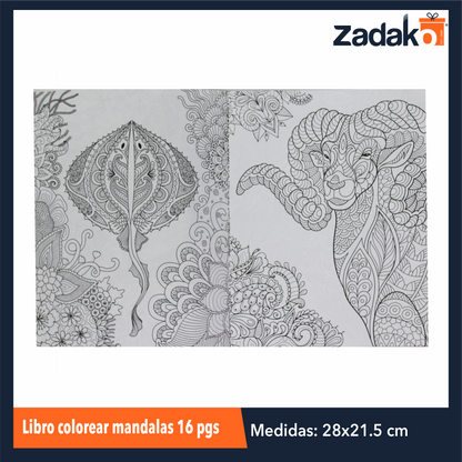 LIBRO COLOREAR MANDALAS 16 PGS CON 1 PZ O CAJA CON 100 PZS