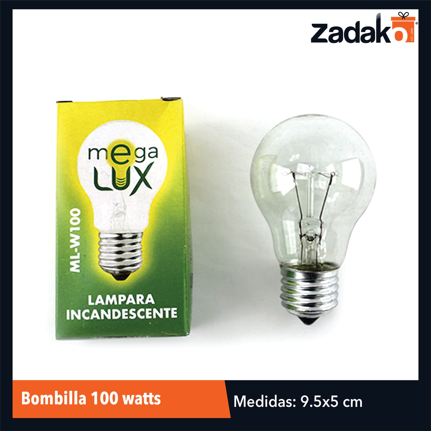 ML-W100 BOMBILLA 100 WATTS MEGA LUX, CON 10 PZ O CAJA CON 10 PQTS