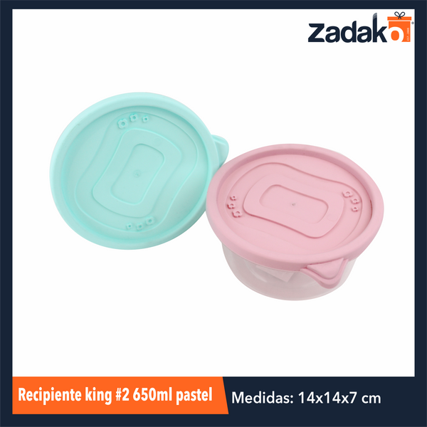 MX-084P RECIPIENTE KING No. 2 650ML PASTEL, CON 1 PZ O CAJA CON 42 PZS