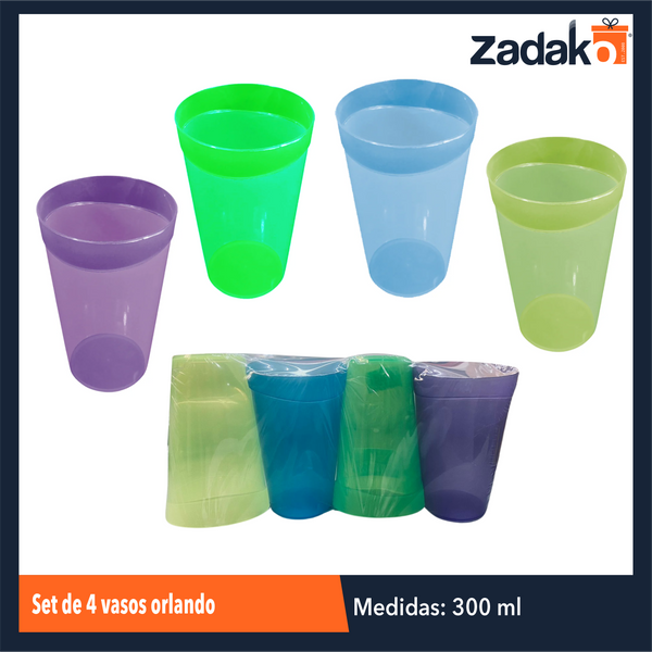 MX-122 SET DE 4 VASOS ORLANDO 300 ML, CON 1 PZ O CAJA CON 30 PZS