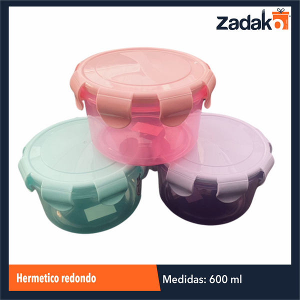 MX-345 HERMETICO REDONDO 600 ML, CON 1 PZ O CAJA CON 24 PZS