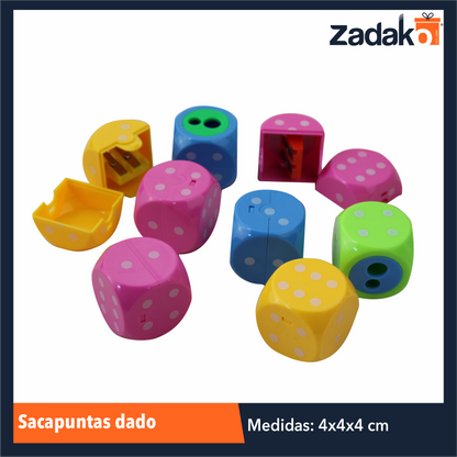 P-38-48  ZK-8034 SACAPUNTAS DADO CON 36 PIEZAS, O CAJA CON 36 PQTS