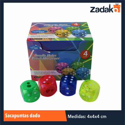 P-38-49 / ZK-8029  SACAPUNTAS DADO, CON 36 PZS, O CAJA CON 36 PQTS