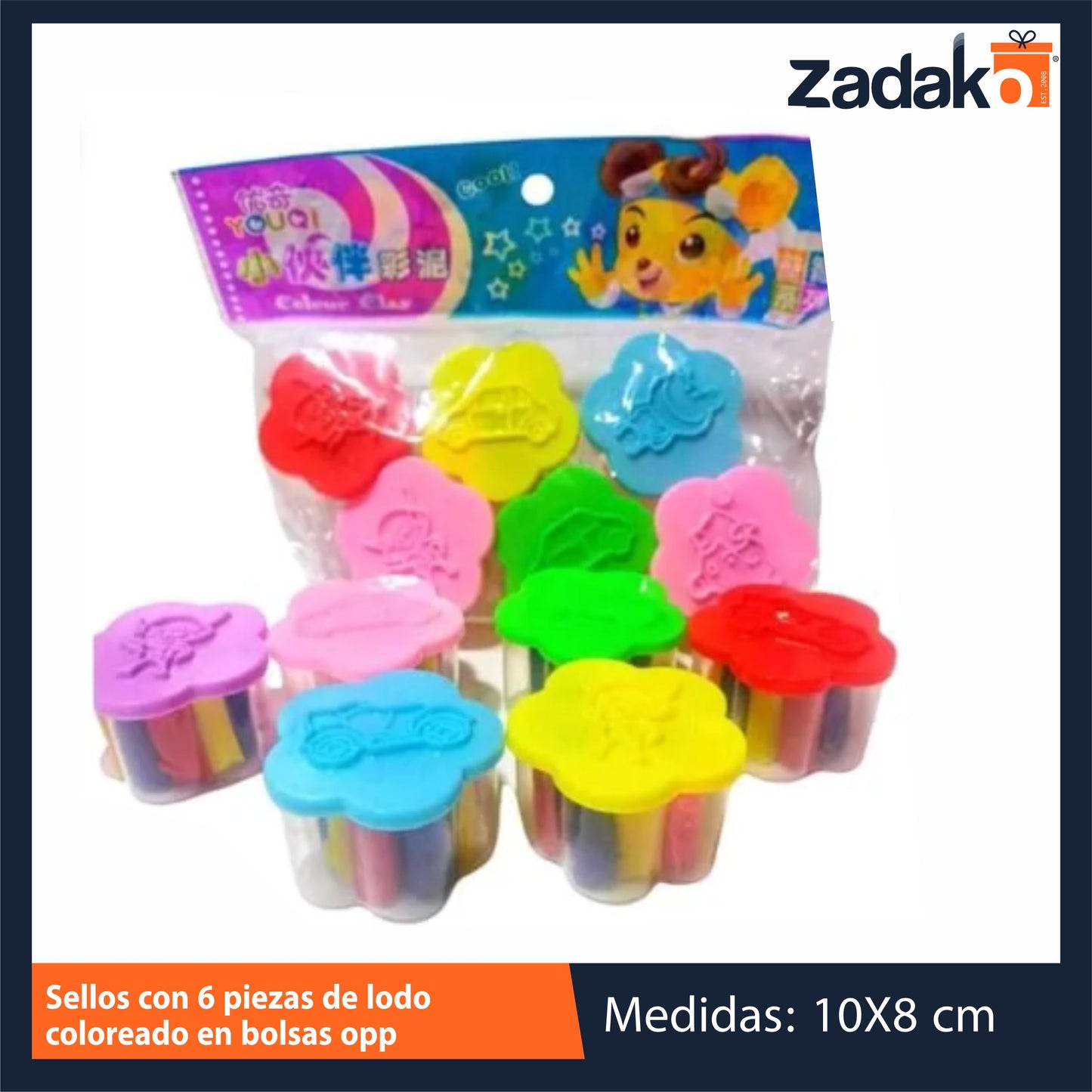 P-2312-5 SELLOS CON 6 PIEZAS DE LODO COLOREADO EN BOLSAS OPP CON 1 PZ O CAJA CON 120 PZS