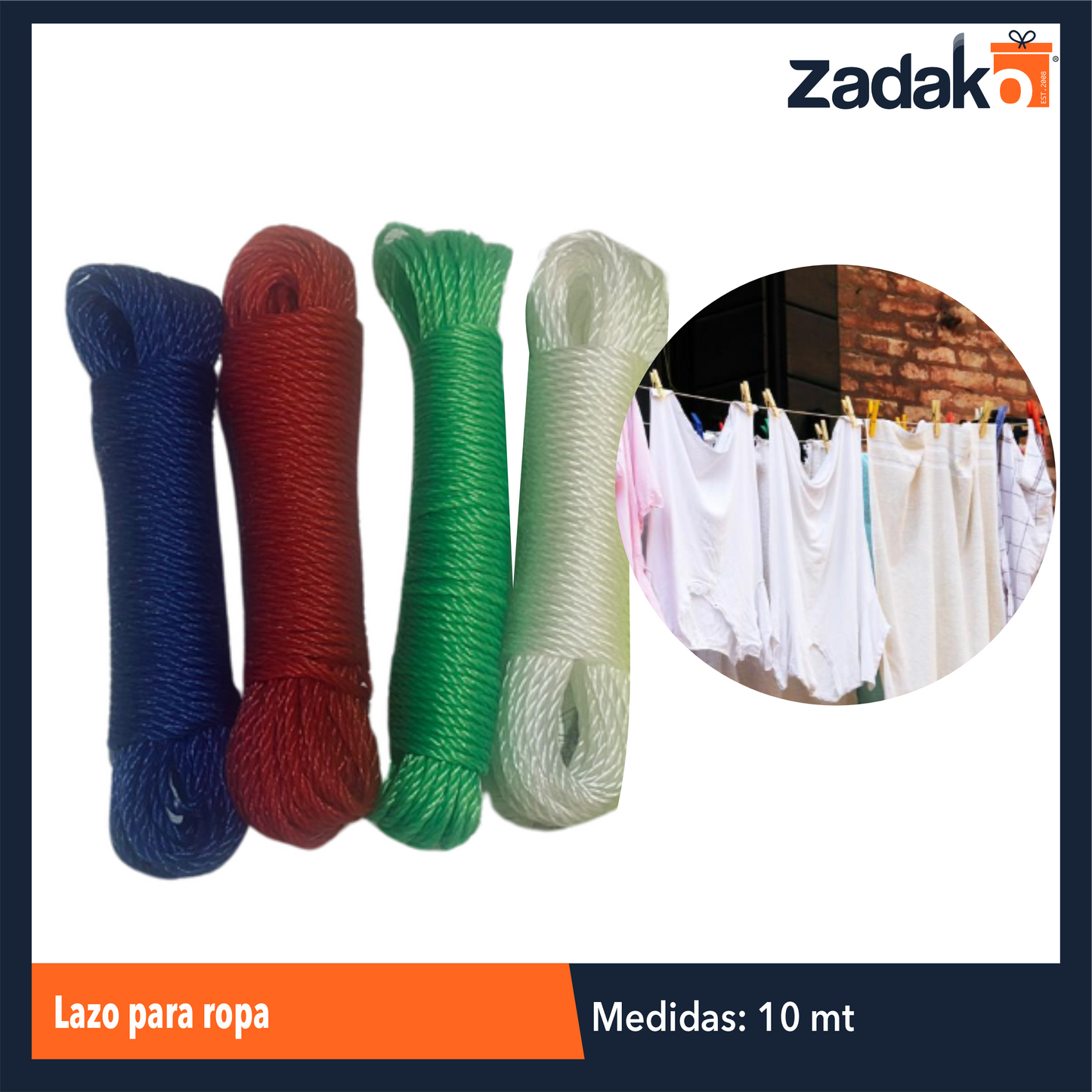 RH-0003 LAZO PARA ROPA DE 10 MTS, CON 1 PZ, O CAJA CON 504 PZS