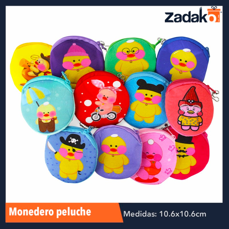 ZJ-1068 MONEDERO PELUCHE, CON 12 PZS, O CAJA CON 100 PQTS