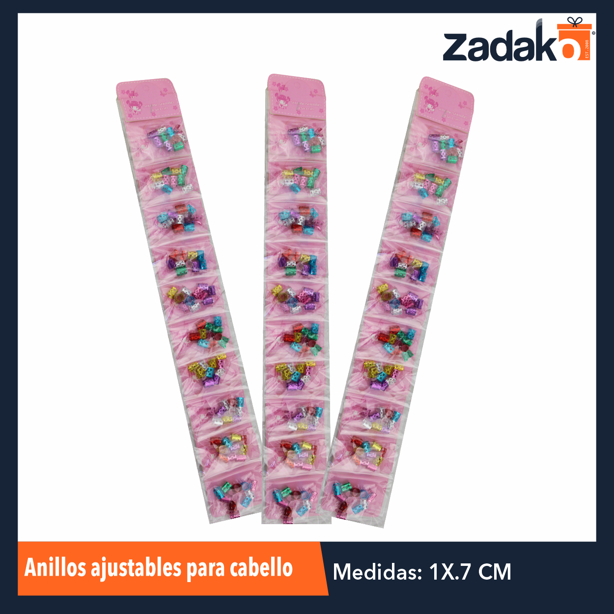 ZB-0390 ANILLOS  AJUSTABLES P/CABELLO, CON 10 PZS, O CAJA CON 120 PQTS