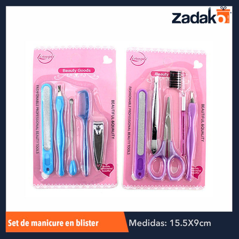 ZB-0088 / ZB-0340 SET DE MANICURE EN BLISTER, CON 1 PZ O CAJA CON 1200 PZS