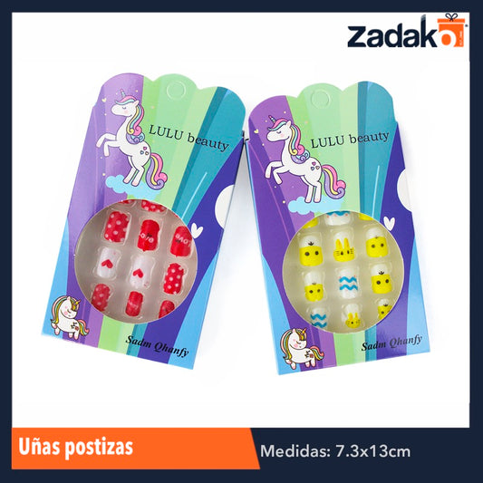 ZB-0190 UÑAS POSTIZAS PARA NIÑA, CON 12 PIEZAS, O CAJA CON 60 PQTS