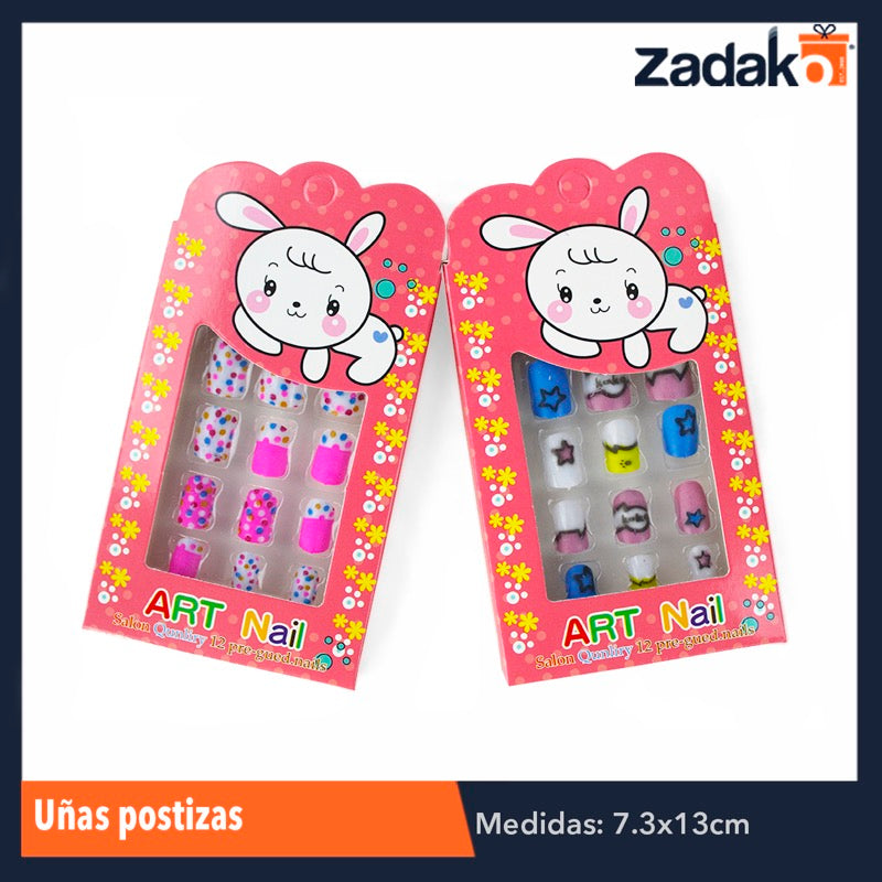 ZB-0190 UÑAS POSTIZAS P/NIÑA, CON 12 PZS, O CAJA CON 60 PQTS