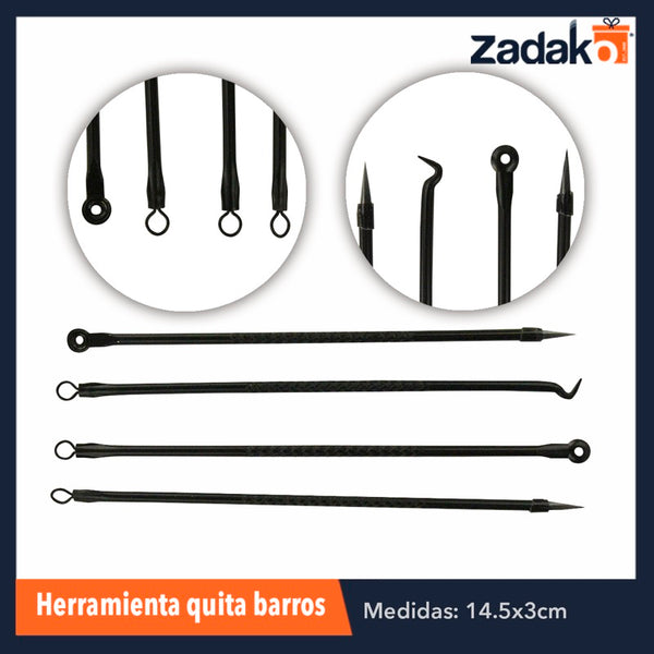 ZB-0207 SET DE ACERO REMOVEDOR DE ACNE, CON 1 PZ O CAJA CON 600 PZS
