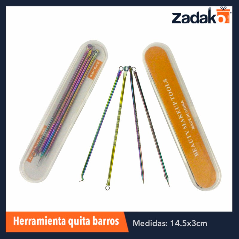 ZB-0208 SET DE ACERO REMOVEDOR DE ACNE, CON 1 PZ O CAJA CON 600 PZS