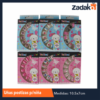 ZB-0203 UÑAS POSTIZAS P/NIÑA, CON 12 PZS, O CAJA CON 60 PQTS