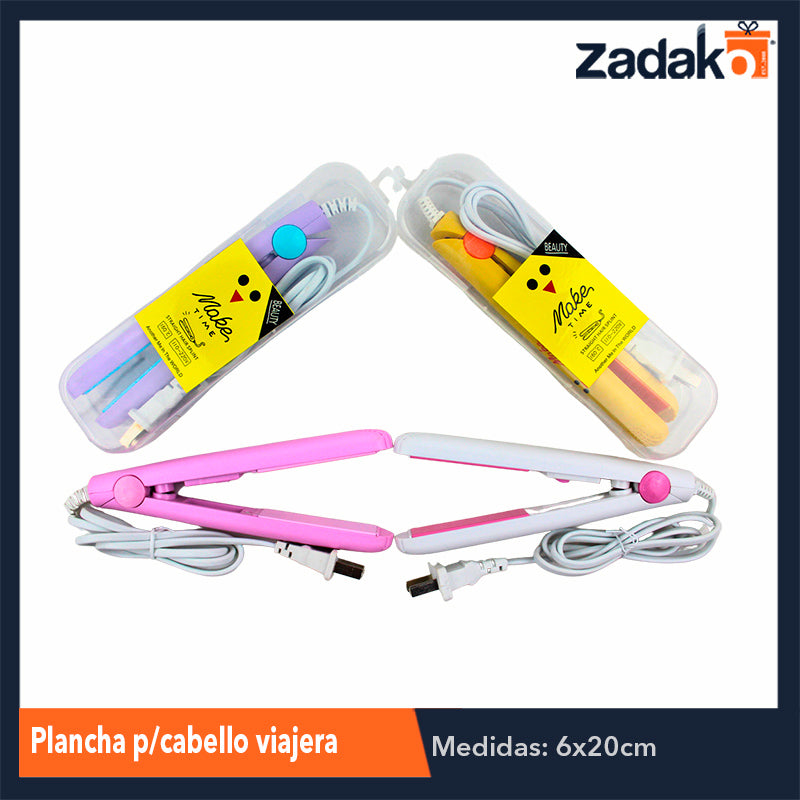 ZB-0180 PLANCHA P/CABELLO VIAJERA, CON 1 PZ O CAJA CON 120 PZS